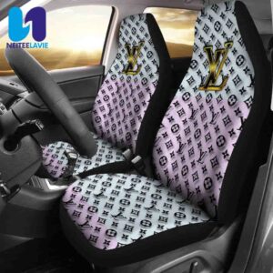Louis Vuitton Gray Pink Logo Gold Pattern Full Car Seat Cover