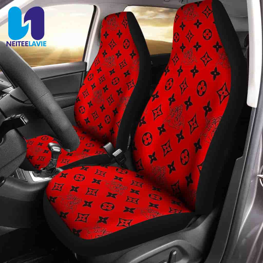 Louis Vuitton Red Monogram Black Pattern Full Car Seat Cover Louis Vuitton Red Monogram Black Pattern Full Car Seat Cover