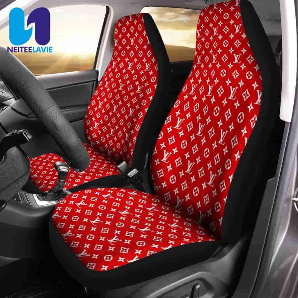Louis Vuitton RedMonogram White Pattern Full Car Seat Cover Louis Vuitton RedMonogram White Pattern Full Car Seat Cover