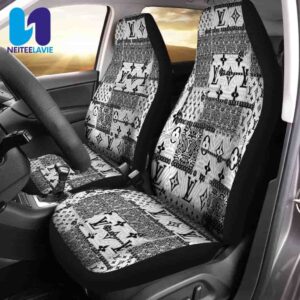 Louis Vuitton White Gray Monogram Graphic Pattern Full Car Seat Cover