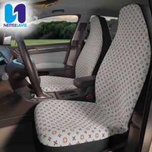 Louis Vuitton White Monogram Gold Pattern Full Car Seat Cover