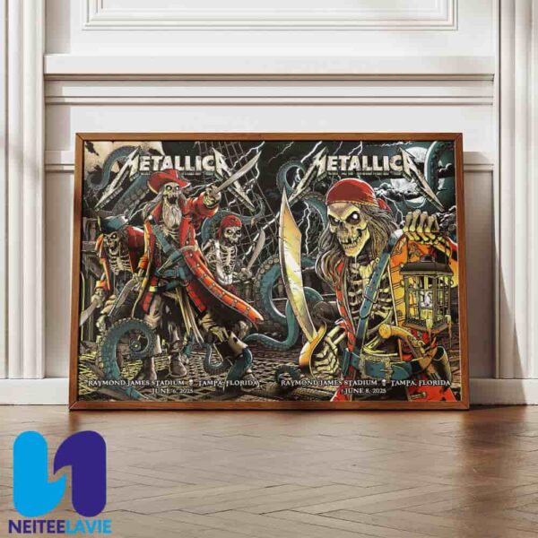 Metallica Exclusive Poster Night 1 And Night 2 M72 Tampa In Tampa FL On June 6-8 2025 At Raymond James Stadium Home Decor Poster Canvas
