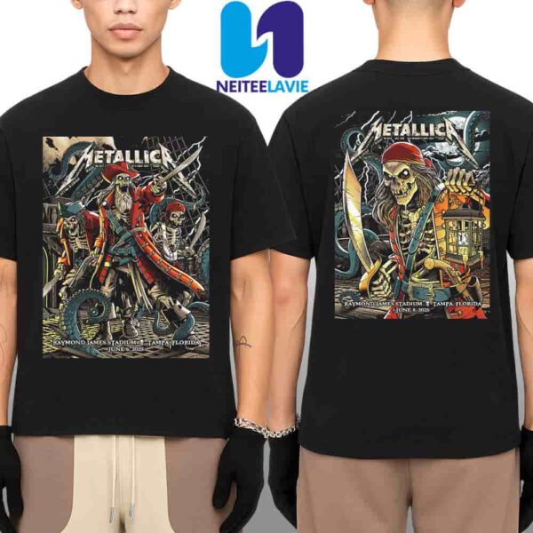 Metallica Exclusive Poster Night 1 And Night 2 M72 Tampa In Tampa FL On June 6-8 2025 At Raymond James Stadium Merch Two Side Unisex T-Shirt