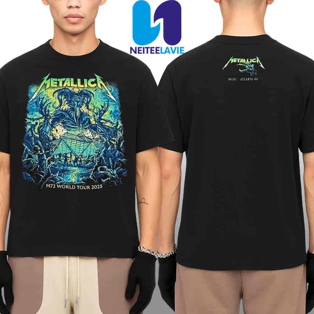 Metallica M72 Atlanta World Tour 2025 Pop-up Merch Exclusive In Atlanta GA On June 3rd At Mercedes Benz Stadium Two Sided Unisex T-Shirt Metallica M72 Atlanta World Tour 2025 Pop-up Merch Exclusive In Atlanta GA On June 3rd At Mercedes Benz Stadium Two Sided Unisex T-Shirt