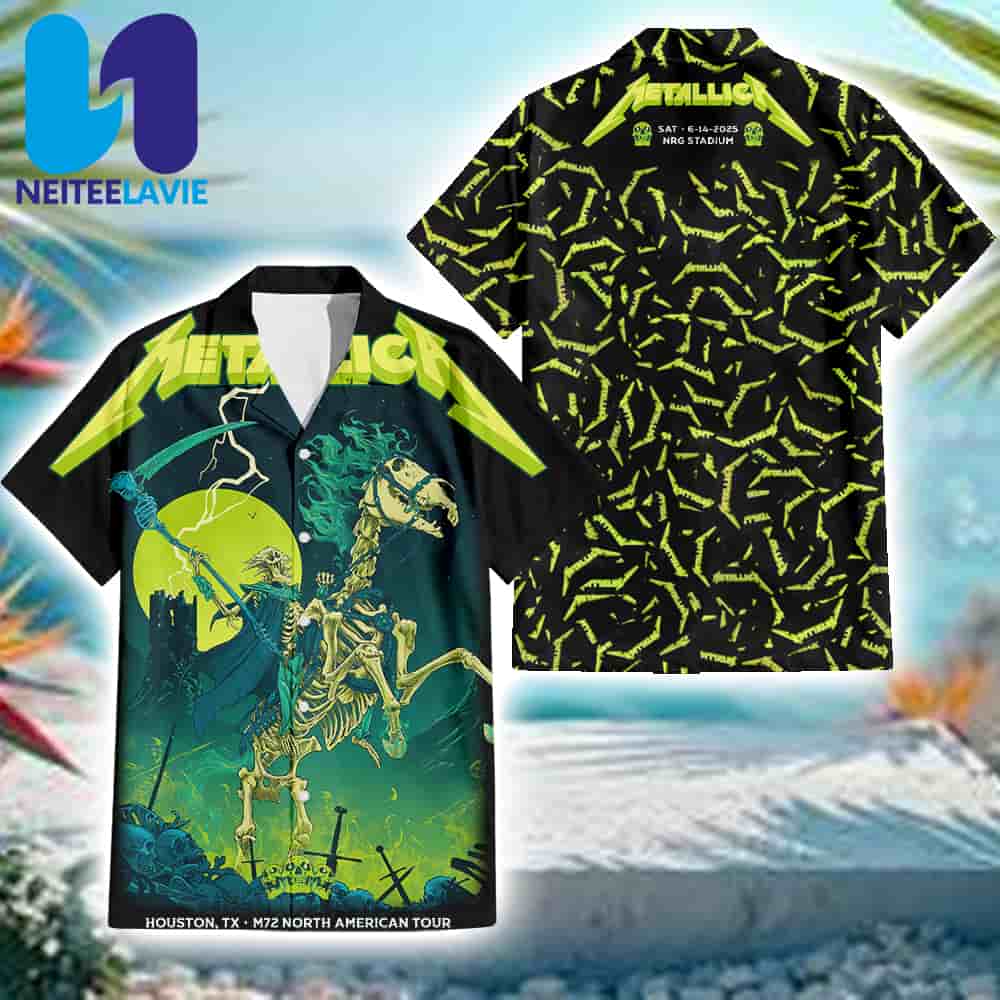Metallica M72 Houston Exclusive Tee In Houston TX On June 14 2025 At NRG Stadium Summer Hawaiian Shirt Metallica M72 Houston Exclusive Tee In Houston TX On June 14 2025 At NRG Stadium Summer Hawaiian Shirt