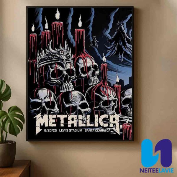 Metallica M72 Santa Clara Night 1 Venue Poster In Santa Clara CA On June 20 2025 At Levis Stadium Home Decor Poster Canvas