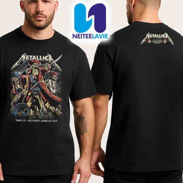 Metallica M72 Tampa Exclusive Poster Night 1 Venue Tee In Tampa FL On June 6 2025 At Raymond James Stadium Merch Unisex Two Sided Shirt