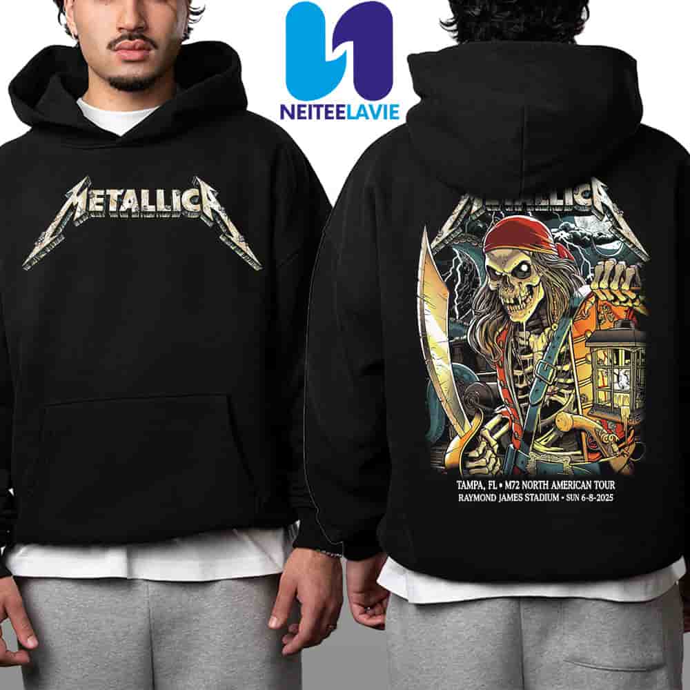Metallica M72 Tampa Exclusive Poster Night 2 Venue Hoodie In Tampa FL On June 8 2025 At Raymond James Stadium Merch Unisex Two Sided Shirt Metallica M72 Tampa Exclusive Poster Night 2 Venue Hoodie In Tampa FL On June 8 2025 At Raymond James Stadium Merch Unisex Two Sided Shirt