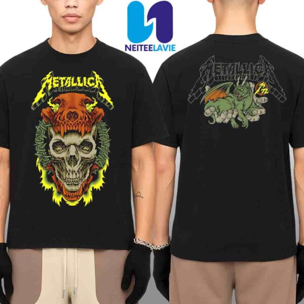 Metallica M72 World Tour 2025 Pitchgrim Crown Tee Skull And Dragon Graphic Heavy Metal Merchandise Two Sided Unisex T-Shirt