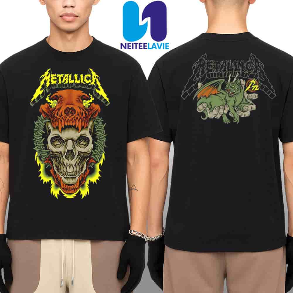 Metallica M72 World Tour 2025 Pitchgrim Crown Tee Skull And Dragon Graphic Heavy Metal Merchandise Two Sided Unisex T-Shirt Metallica M72 World Tour 2025 Pitchgrim Crown Tee Skull And Dragon Graphic Heavy Metal Merchandise Two Sided Unisex T-Shirt