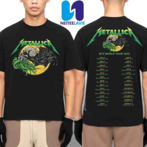 Metallica M72 World Tour Dates List 2025 Ktulu Tee Skull Bat Graphic Merchandise Two Sided Unisex T-Shirt