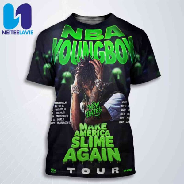 NBA YoungBoy New Date MASA Make America Slime Again Tour Date List 2025 All Over Print T-Shirt