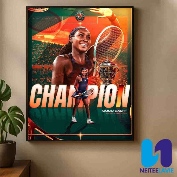 New Queen Of Paris Coco Gauff Champion Roland Garros Final 2025 Home Decor Poster Canvas