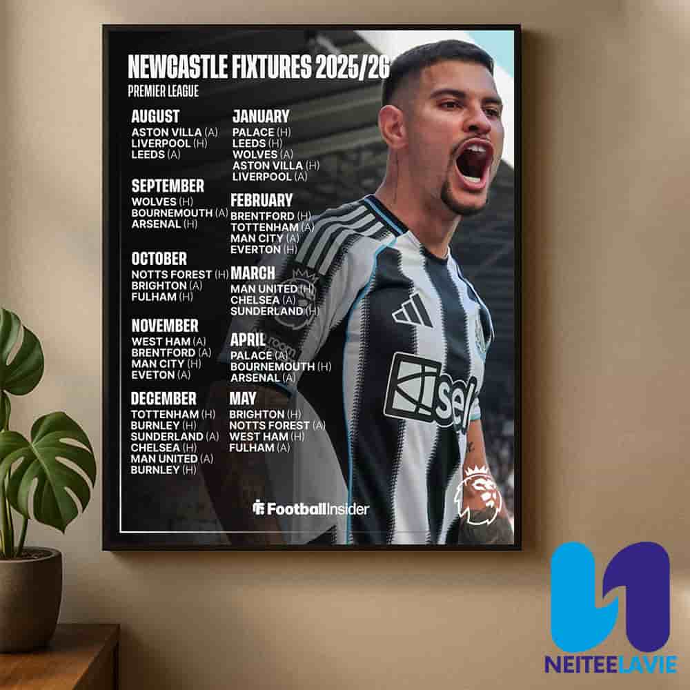 Newcastle Fixtures For The 2025-26 Premier League Season Home Decor Poster Canvas Newcastle Fixtures For The 2025-26 Premier League Season Home Decor Poster Canvas