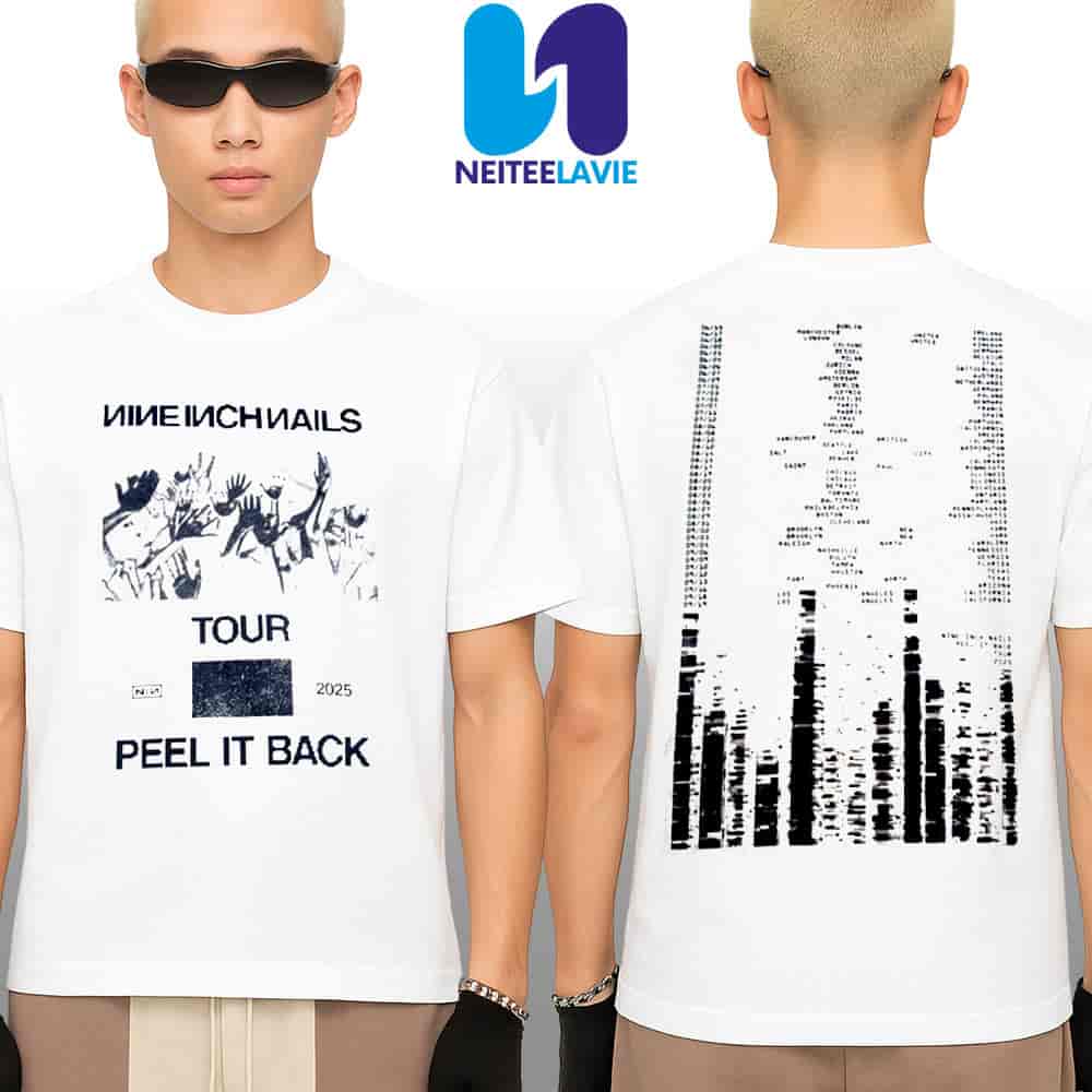 Nine Inch Nails Peel It Back Wish White Tour Date List 2025 Merch Two Sided Unisex T-Shirt Nine Inch Nails Peel It Back Wish White Tour Date List 2025 Merch Two Sided Unisex T-Shirt