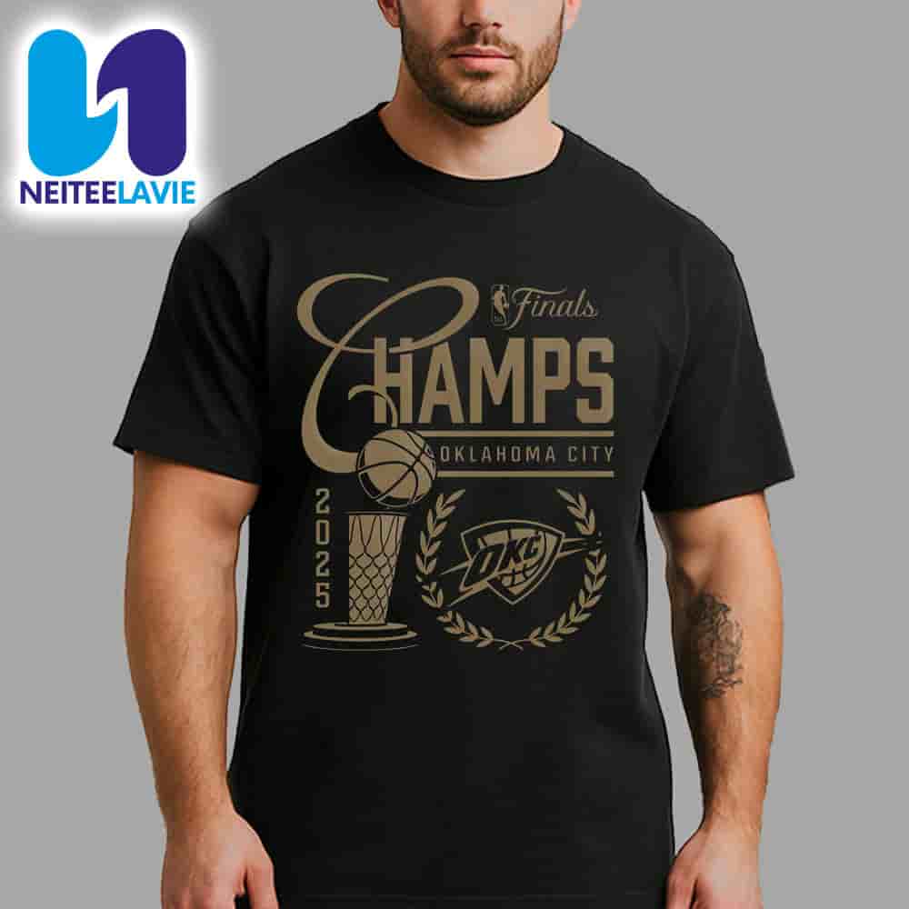 OKC Thunder 2025 NBA Champions Sportiqe Black Merchandise Unisex T-Shirt OKC Thunder 2025 NBA Champions Sportiqe Black Merchandise Unisex T-Shirt