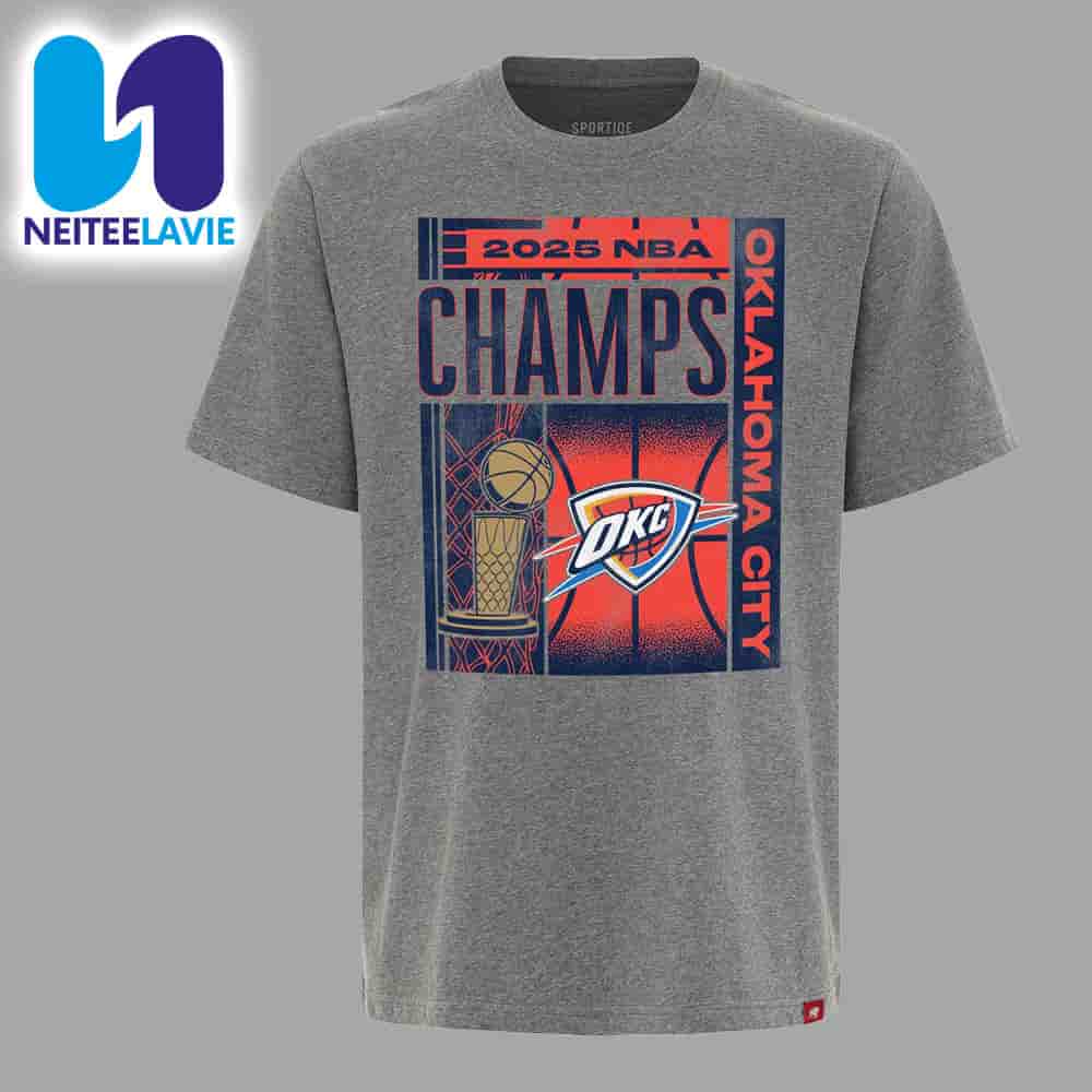 OKC Thunder 2025 NBA Champions Sportiqe Poster Merchandise Unisex T-Shirt OKC Thunder 2025 NBA Champions Sportiqe Poster Merchandise Unisex T-Shirt