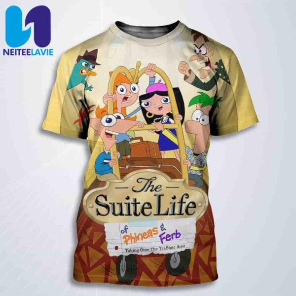 Official Poster The Suite Life Of Phineas And Ferb Taking Over The Tri-State Area All Over Print T-Shirt