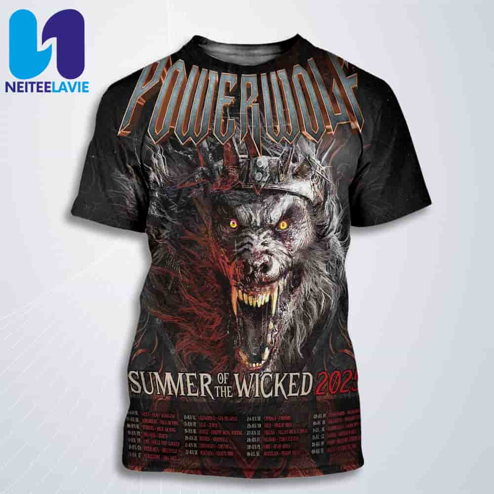 Powerwolf Summer Of The Wicked Tour Dates List 2025 Start On June 6 All Over Print T-Shirt Powerwolf Summer Of The Wicked Tour Dates List 2025 Start On June 6 All Over Print T-Shirt