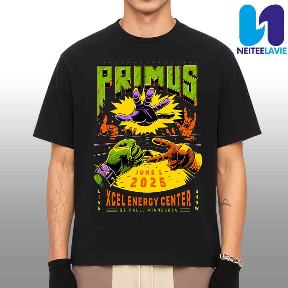 Primus Concert Poster In Saint Paul MN On June 1st 2025 At Xcel Energy Center Merchandise Unisex T-Shirt Primus Concert Poster In Saint Paul MN On June 1st 2025 At Xcel Energy Center Merchandise Unisex T-Shirt