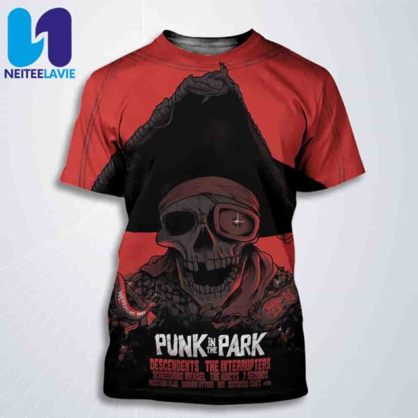 Punk In The Park On June 28 2025 In Portland Poster Pirate Skull Art For Descendents And The Interrupters Festival All Over Print T-Shirt