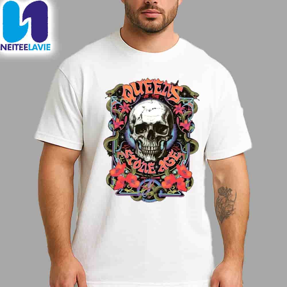 Queens of the Stone Age Skull And Serpent Psychedelic Art Merchandise Unisex T-Shirt Queens of the Stone Age Skull And Serpent Psychedelic Art Merchandise Unisex T-Shirt