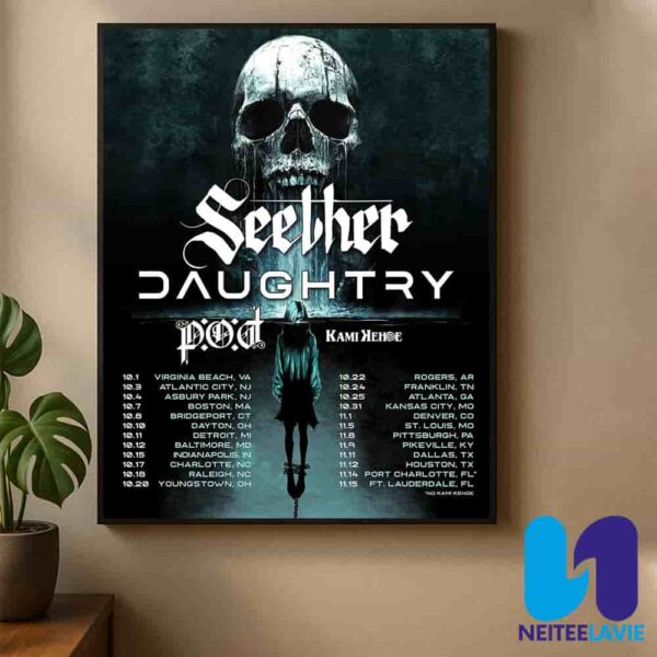 Seether Daughtry And P.O.D Tour Dates List 2025 with Kami Kehoe Home Decor Poster Canvas
