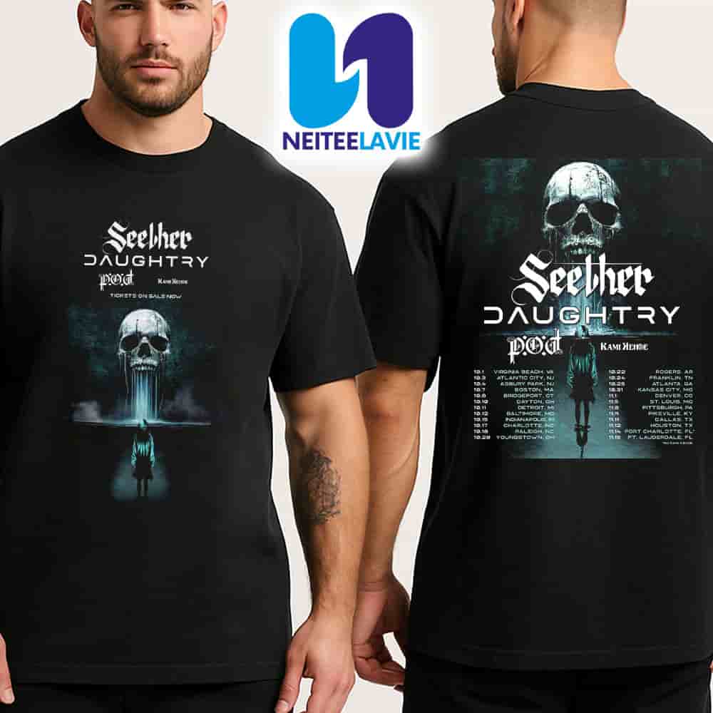 Seether Daughtry And P.O.D Tour Dates List 2025 with Kami Kehoe Merch Two Sided Unisex T-Shirt Seether Daughtry And P.O.D Tour Dates List 2025 with Kami Kehoe Merch Two Sided Unisex T-Shirt