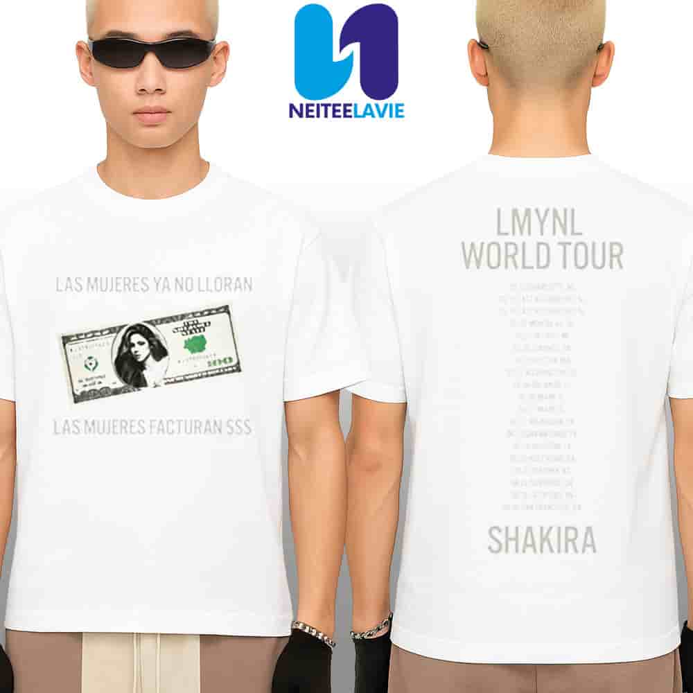 Shakira Las Mujeres Ya No Lloran World Tour 2025 Dollar Bill Tee Merchandise Two Sided Unisex Shirt Shakira Las Mujeres Ya No Lloran World Tour 2025 Dollar Bill Tee Merchandise Two Sided Unisex Shirt