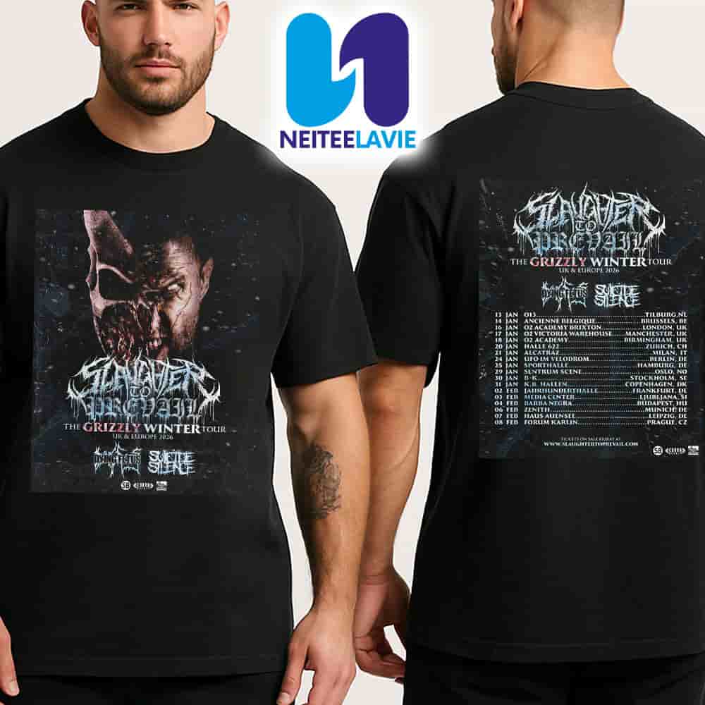 Slaughter To Prevail The Grizzly Winter UK And Europe Tour Dates List 2026 Merch Two Sided Unisex T-Shirt Slaughter To Prevail The Grizzly Winter UK And Europe Tour Dates List 2026 Merch Two Sided Unisex T-Shirt