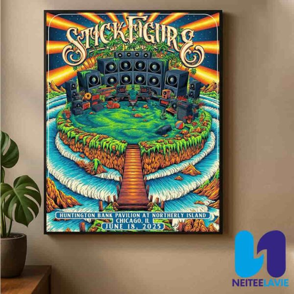 Stick Figure Concert Poster In Chicago IL On June 18 2025 At Huntington Bank Pavilion at Northerly Island Home Decor Poster Canvas