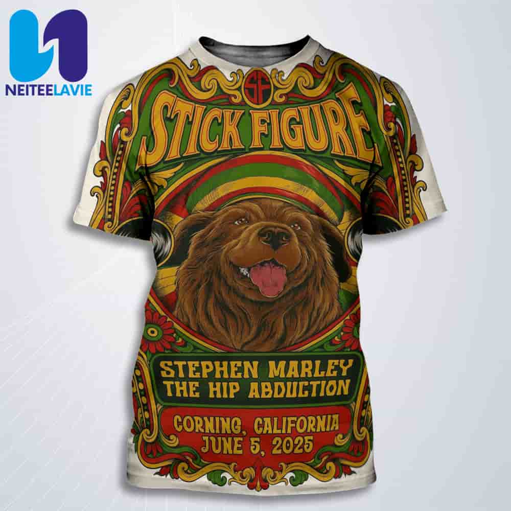 Stick Figure First Show Of The Island Holiday Summer Tour 2025 In Corning CA On June 5 At Obsidian Spirits Amphitheater All Over Print T-Shirt Stick Figure First Show Of The Island Holiday Summer Tour 2025 In Corning CA On June 5 At Obsidian Spirits Amphitheater All Over Print T-Shirt