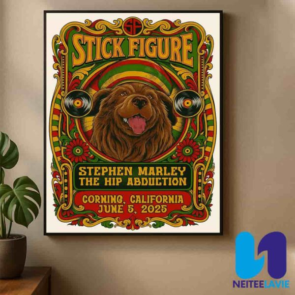 Stick Figure First Show Of The Island Holiday Summer Tour 2025 In Corning CA On June 5 At Obsidian Spirits Amphitheater Home Decor Poster Canvas