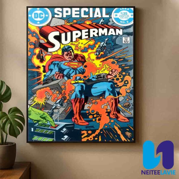 Superman Special No. 2 On 1984 Classic DC Comic Cover Featuring Explosive Showdown Home Decor Poster Canvas