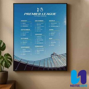Tottenham Hotspur FC Premier League Fixtures 2025-26 Full Season Schedule Released Home Decor Poster Canvas