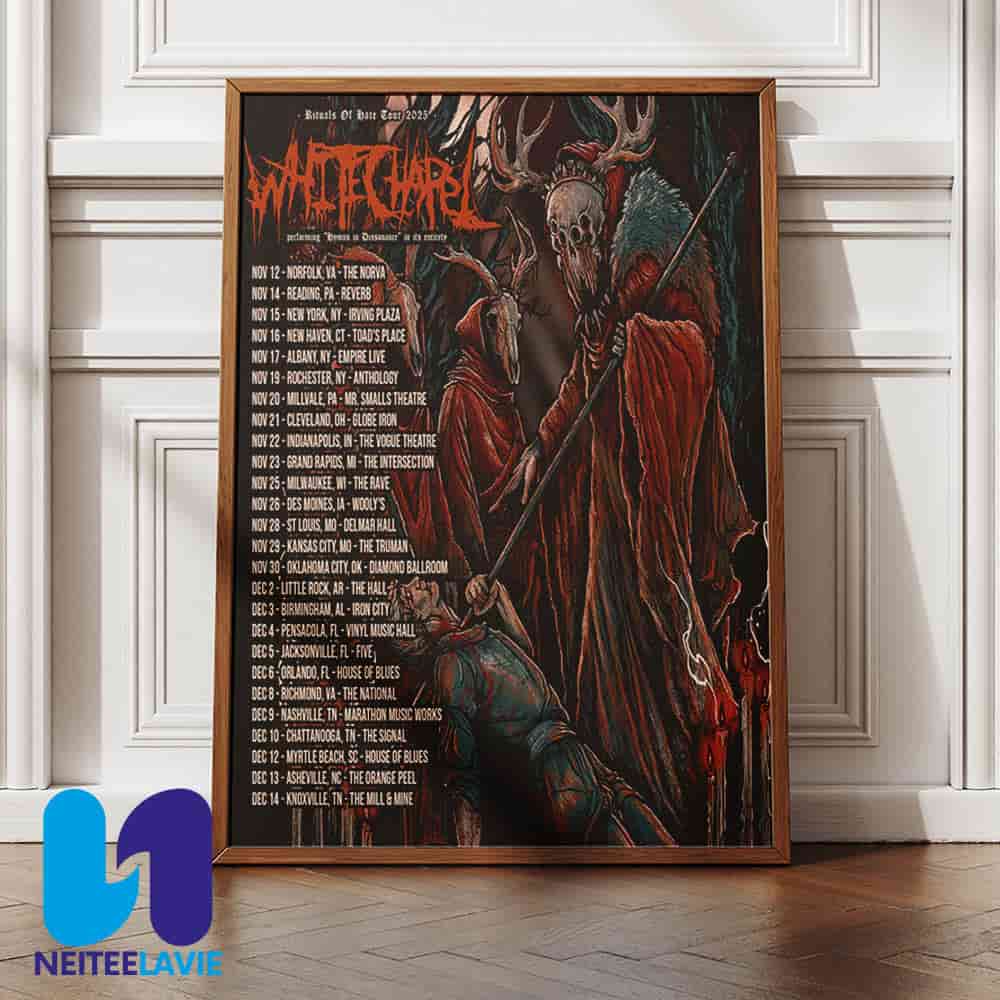 Whitechapel Rituals of Hate Tour 2025 Date List With Special Guest Bodysnatcher AngelMaker And Disembodied Tyrant Home Decor Poster Canvas Whitechapel Rituals of Hate Tour 2025 Date List With Special Guest Bodysnatcher AngelMaker And Disembodied Tyrant Home Decor Poster Canvas