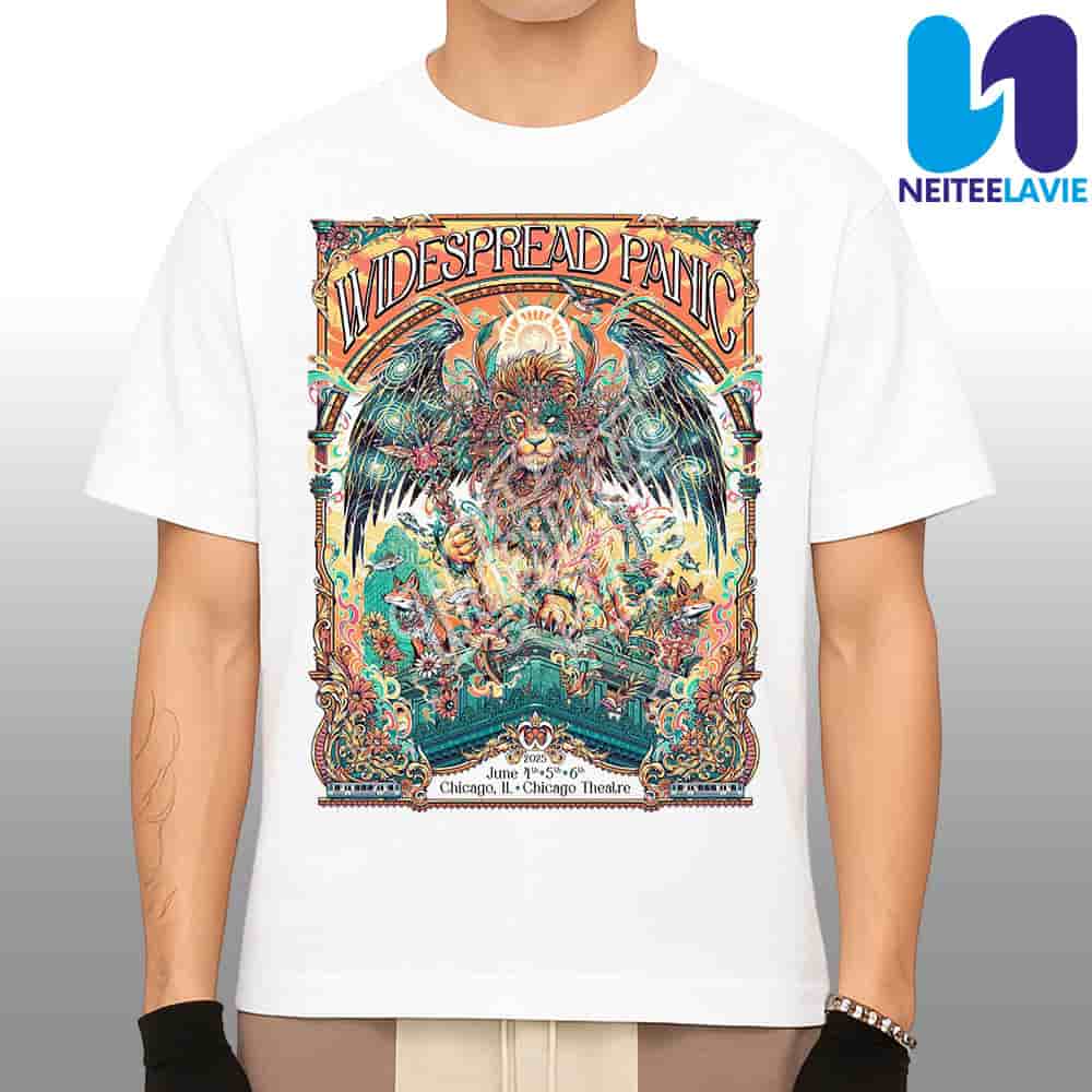 Widespread Panic Poster For Concert By Juan Ma Orozco At Chicago Theatre In Chicago IL On June 4-5-6 2025 Merchandise Unisex T-Shirt Widespread Panic Poster For Concert By Juan Ma Orozco At Chicago Theatre In Chicago IL On June 4-5-6 2025 Merchandise Unisex T-Shirt