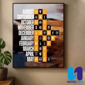 Wolverhampton Wanderers FC Premier League Fixtures 2025-26 Full Season Schedule Released Home Decor Poster Canvas