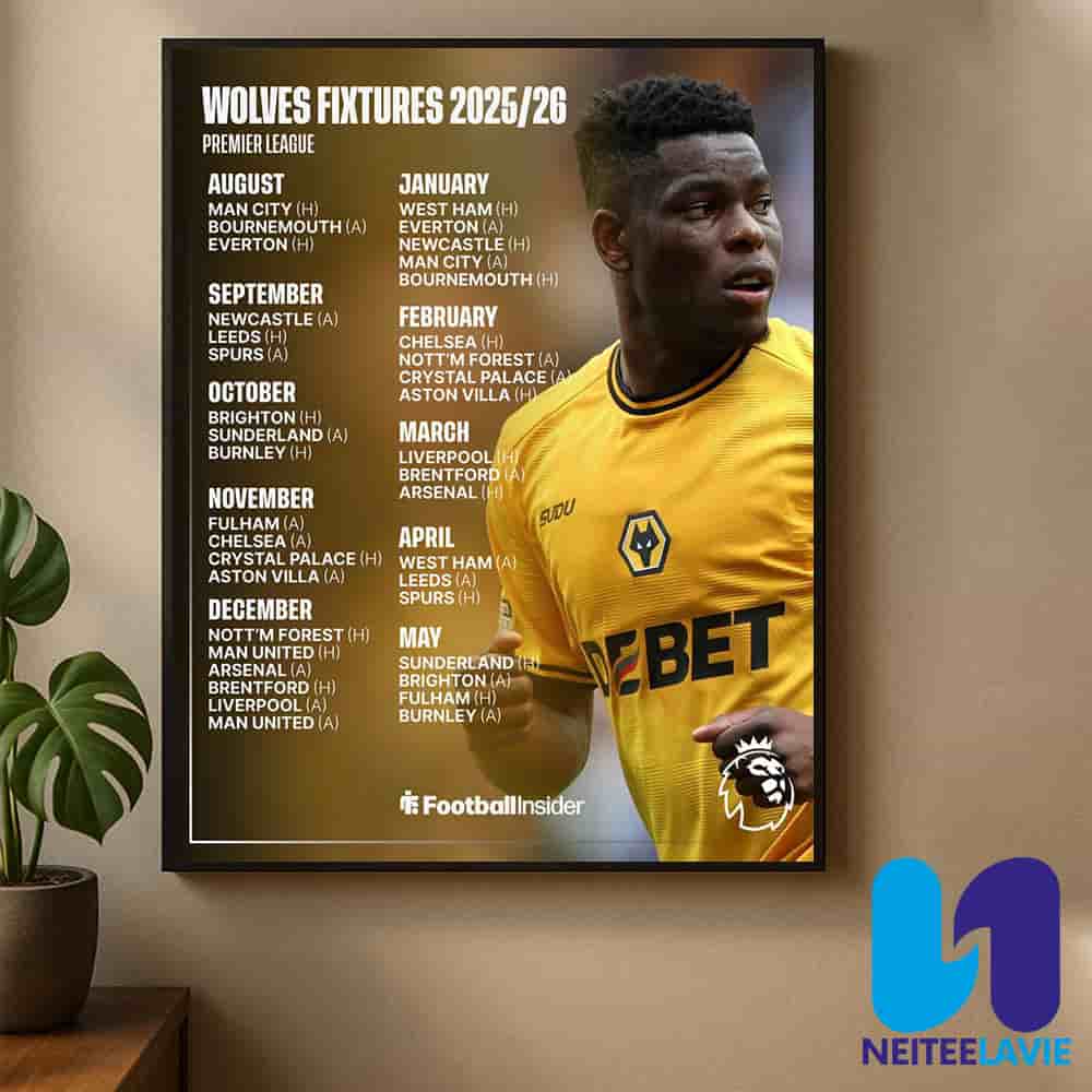 Wolves fixtures for the 2025-26 Premier League season Home Decor Poster Canvas Wolves fixtures for the 2025-26 Premier League season Home Decor Poster Canvas