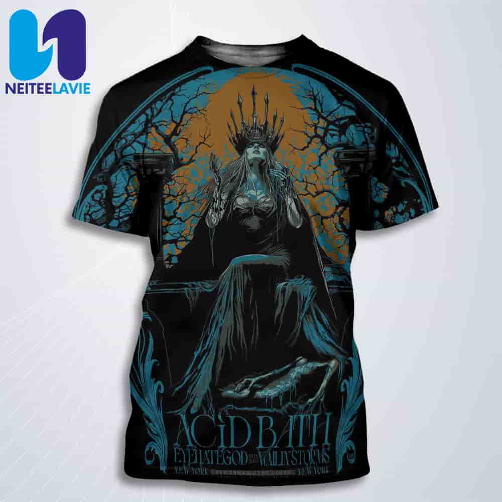 Acid Bath Concert Poster In Brooklyn New York On July 11 At Brooklyn Paramount All Over Print T-Shirt Acid Bath Concert Poster In Brooklyn New York On July 11 At Brooklyn Paramount All Over Print T-Shirt