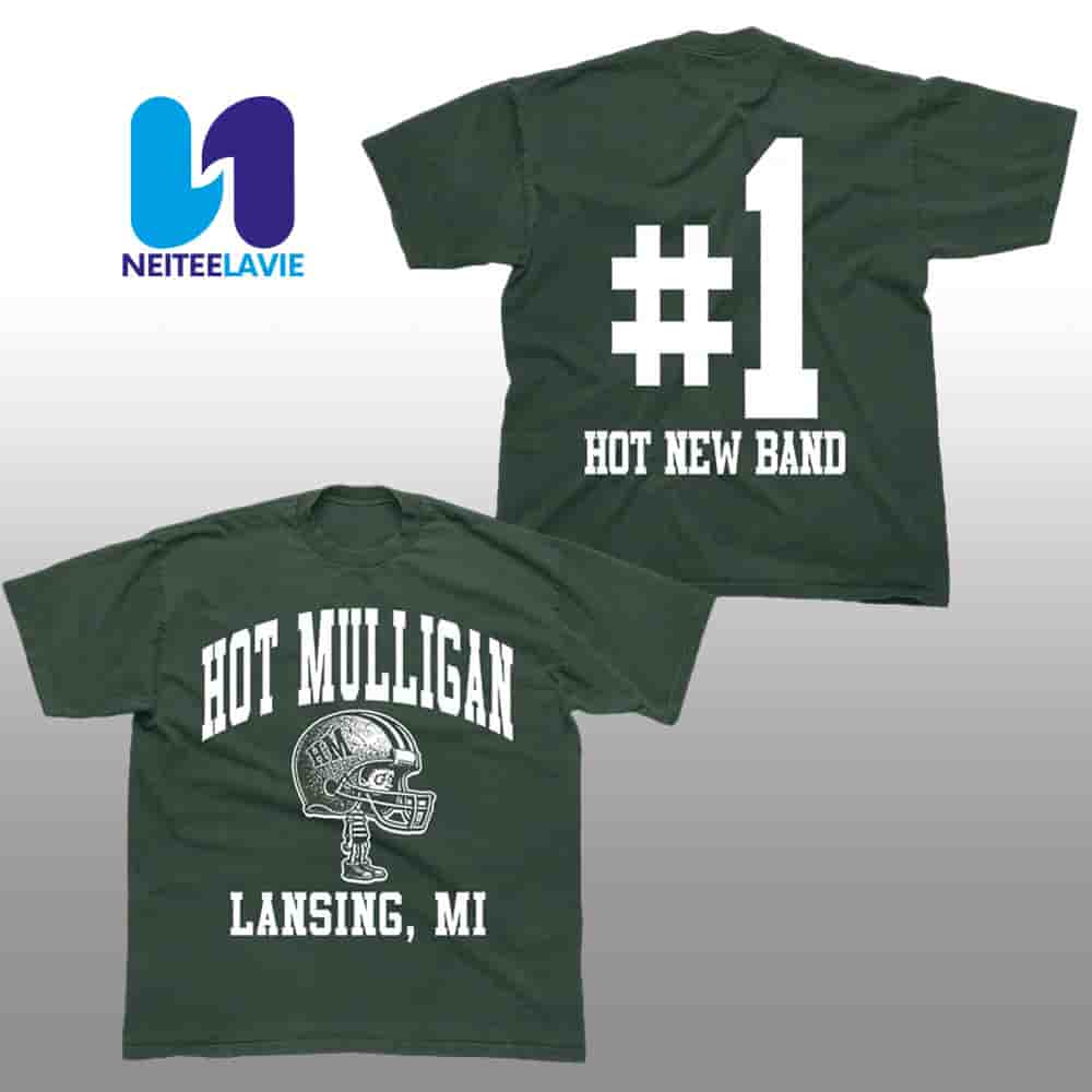 Hot Mulligan Hot New Band Lansing Michigan Football Green Tee Merchandise Two Sided Unisex T-Shirt Hot Mulligan Hot New Band Lansing Michigan Football Green Tee Merchandise Two Sided Unisex T-Shirt