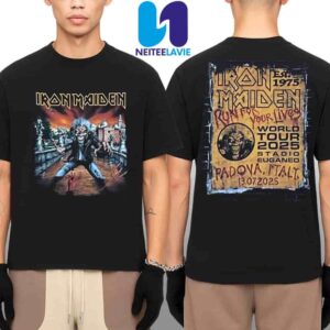 Iron Maiden Run For Your Lives World Tour 2025 Venue Tee In Padova Italy On July 17 At Stadio Euganeo Merchandise Two Sided Unisex T-Shirt