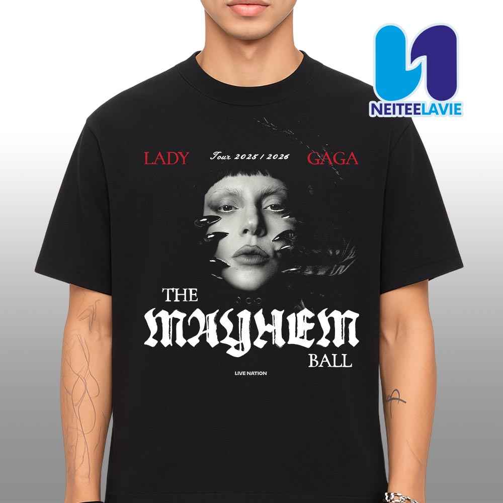 Lady Gaga Tour 2025-2026 The Mayhem Ball Tour Photo Artwork T-Shirt Lady Gaga Tour 2025-2026 The Mayhem Ball Tour Photo Artwork T-Shirt
