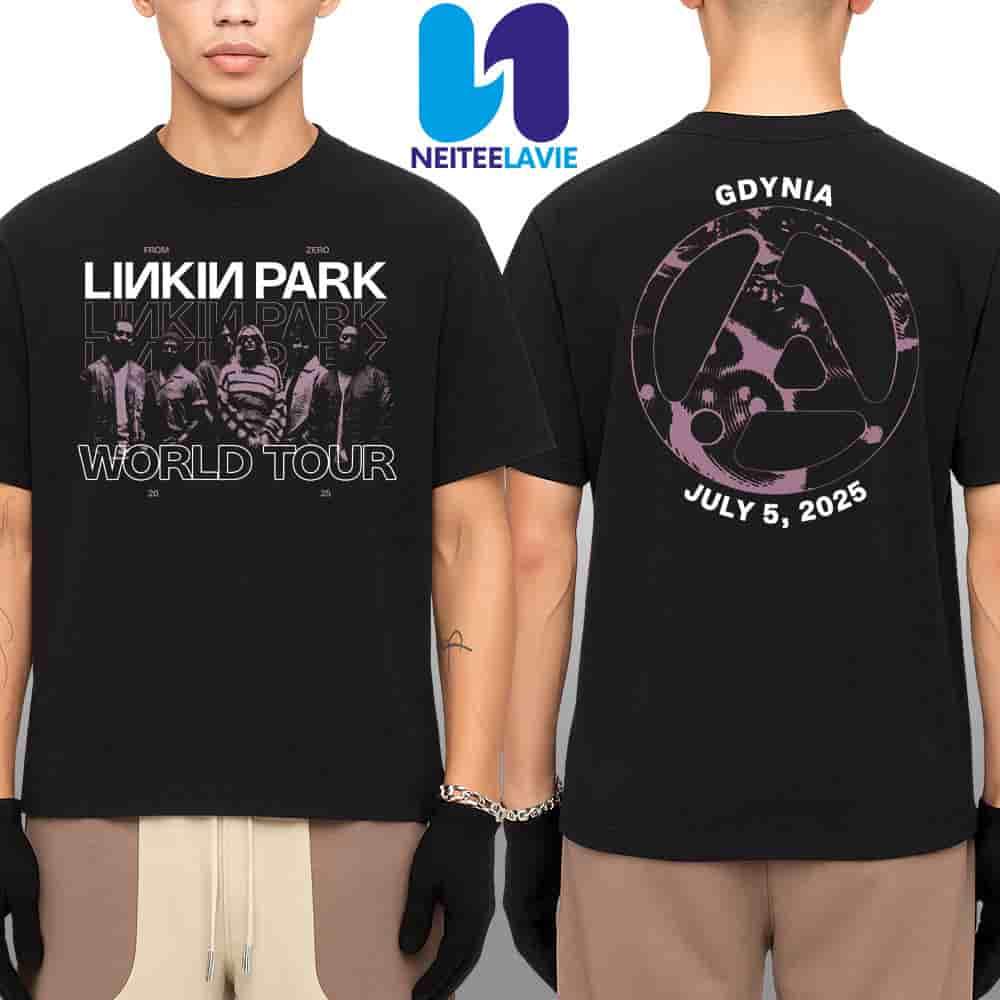 Linkin Park From Zero World Tour 2025 In Gdynia Poland At Open'er Festival On July 5 2025 Merchandise Two Sided Unisex T-Shirt Linkin Park From Zero World Tour 2025 In Gdynia Poland At Open'er Festival On July 5 2025 Merchandise Two Sided Unisex T-Shirt
