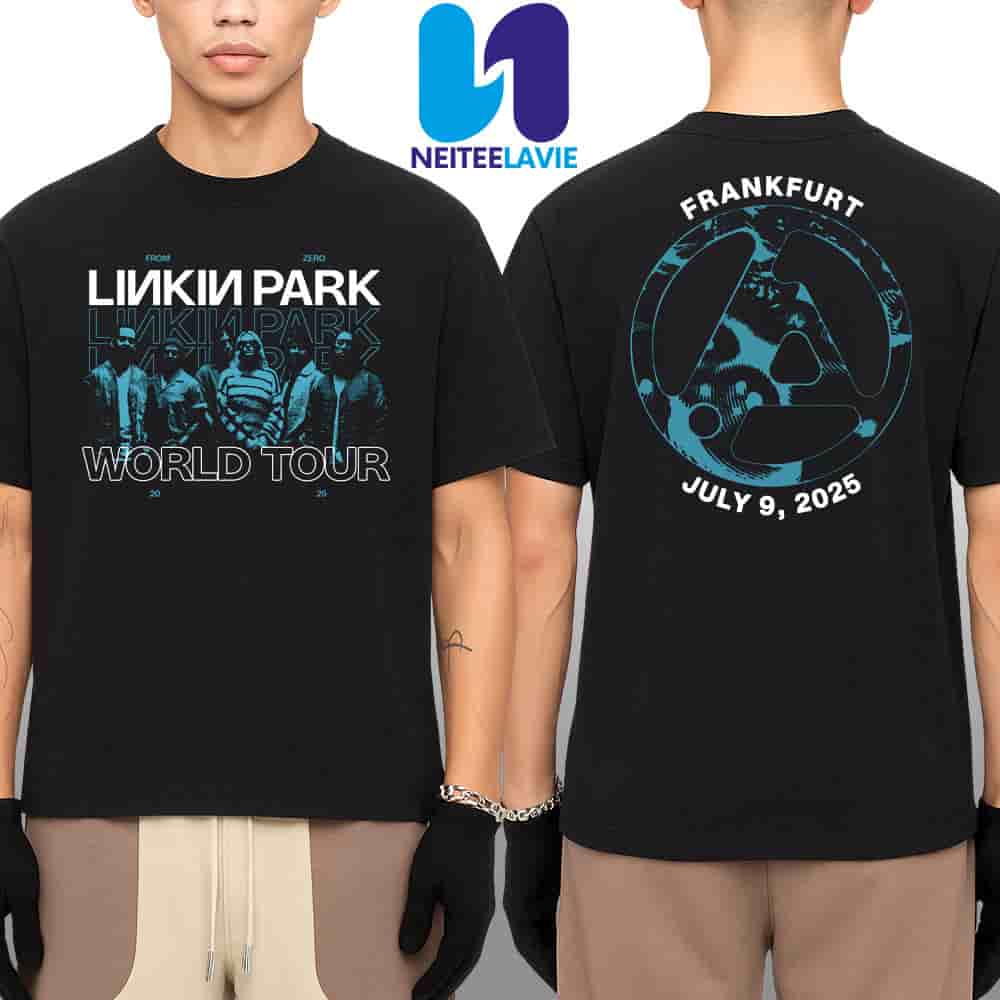 Linkin Park From Zero World Tour 2025 Venue Tee Night 2 In Frankfurt At Deutsche Bank Park On July 9 Merchandise Two Sides Unisex T-Shirt Linkin Park From Zero World Tour 2025 Venue Tee Night 2 In Frankfurt At Deutsche Bank Park On July 9 Merchandise Two Sides Unisex T-Shirt