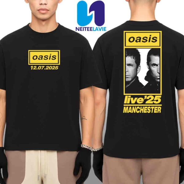 Oasis Live 25 World Tour 2025 Venue Tee In Manchester At Heaton Park On July 12 2025 Photo Graphic Design Merchandise Two Sided Unisex T-Shirt