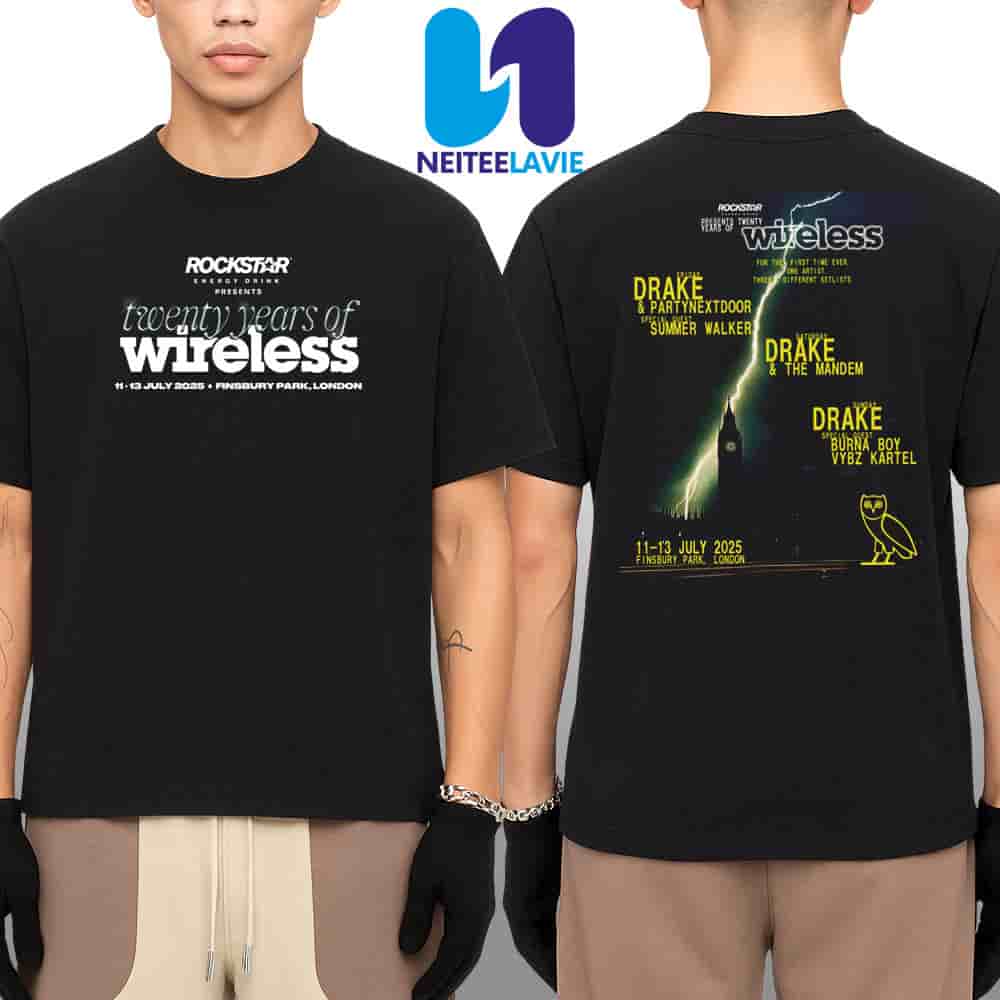 Rockstar Energy Drink Presents Twenty Years Of Wireless In London UK On July 11-13 At Finsbury Merchandise Two Sided Unisex T-Shirt Rockstar Energy Drink Presents Twenty Years Of Wireless In London UK On July 11-13 At Finsbury Merchandise Two Sided Unisex T-Shirt