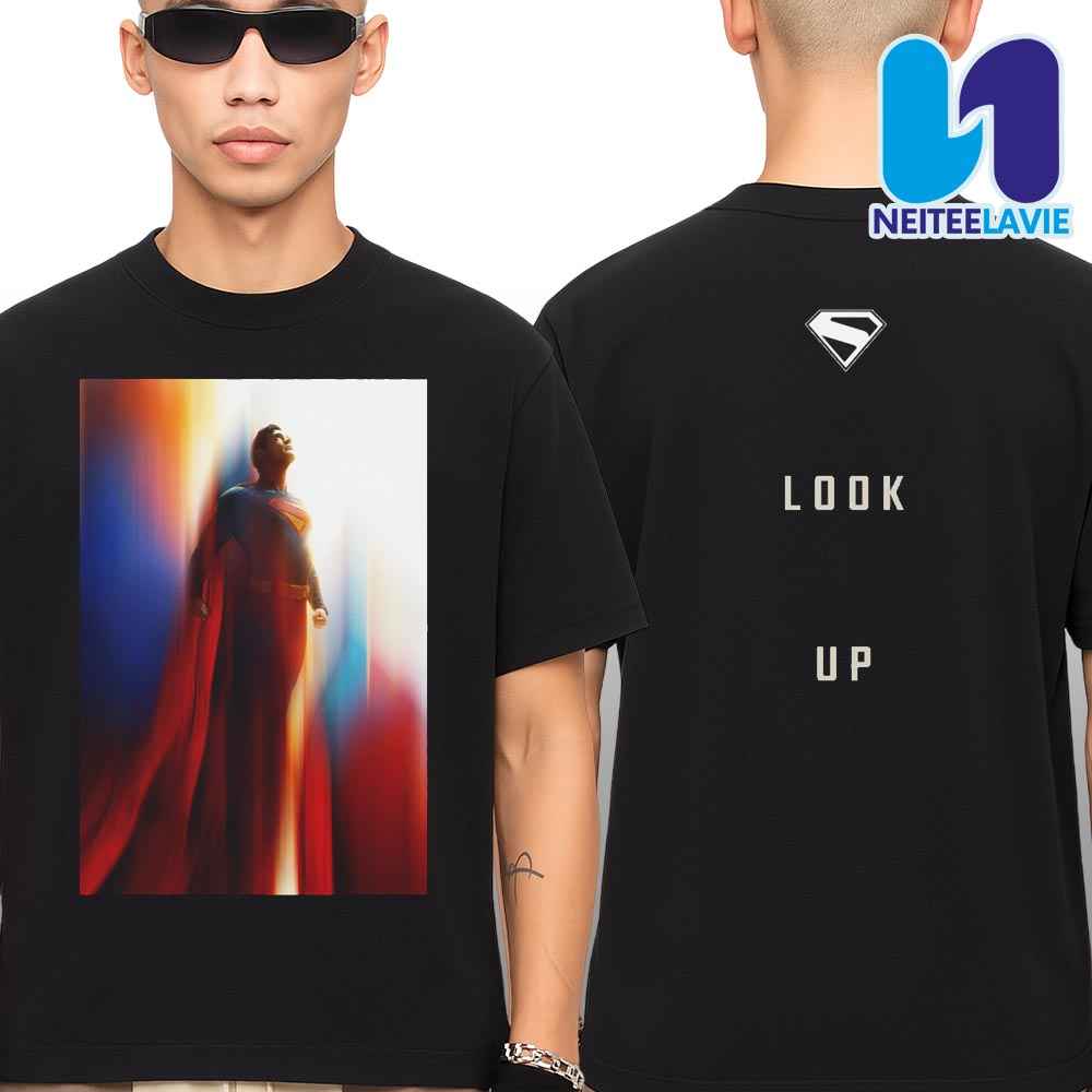 Superman 2025 Movie Collection Look Up Merchandise Two Sided T-Shirt Superman 2025 Movie Collection Look Up Merchandise Two Sided T-Shirt